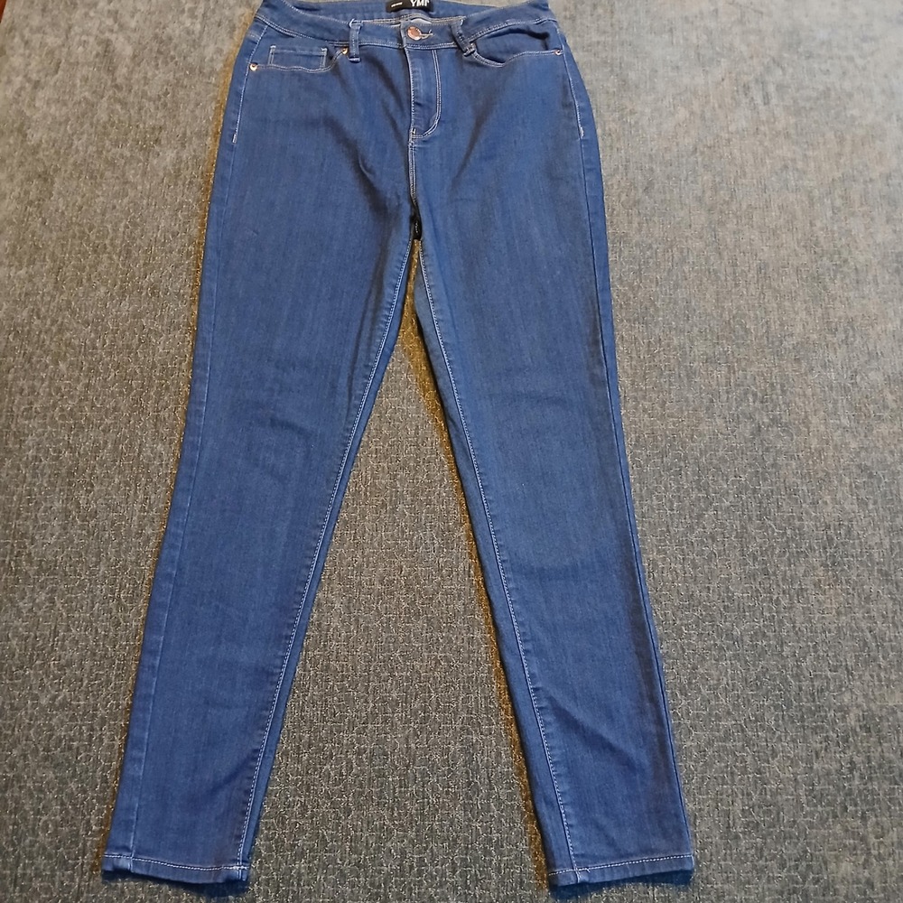 YMI Womens Mid Rise Skinny Jeans Medium Wash Blue Denim Stretch Pants Size 9